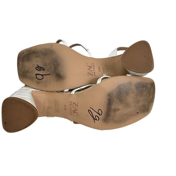 Zac Posen Sammy Leather & woven material women's strappy heeled sandals sz 6.5 - Picture 9 of 9